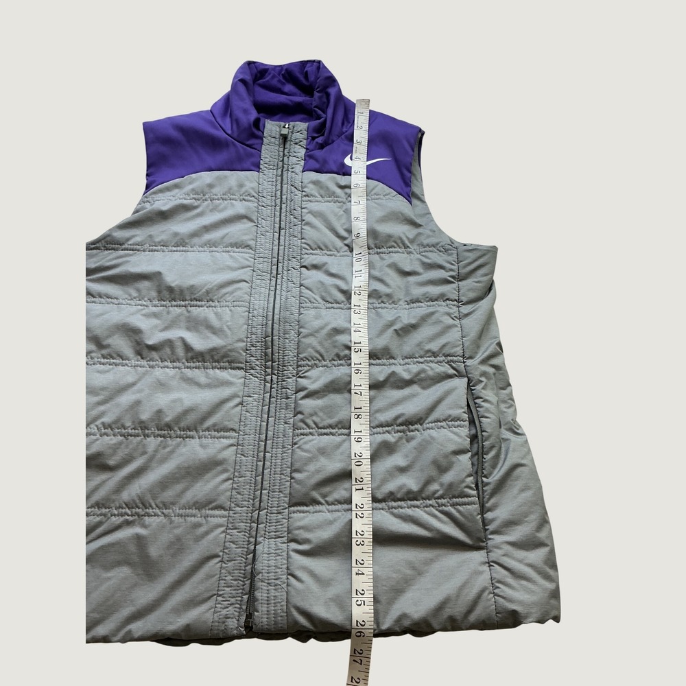 Nike Womens Puffer Vest Grey Purple Colorblock Quilted Full Zip Size Large - Picture 5 of 8